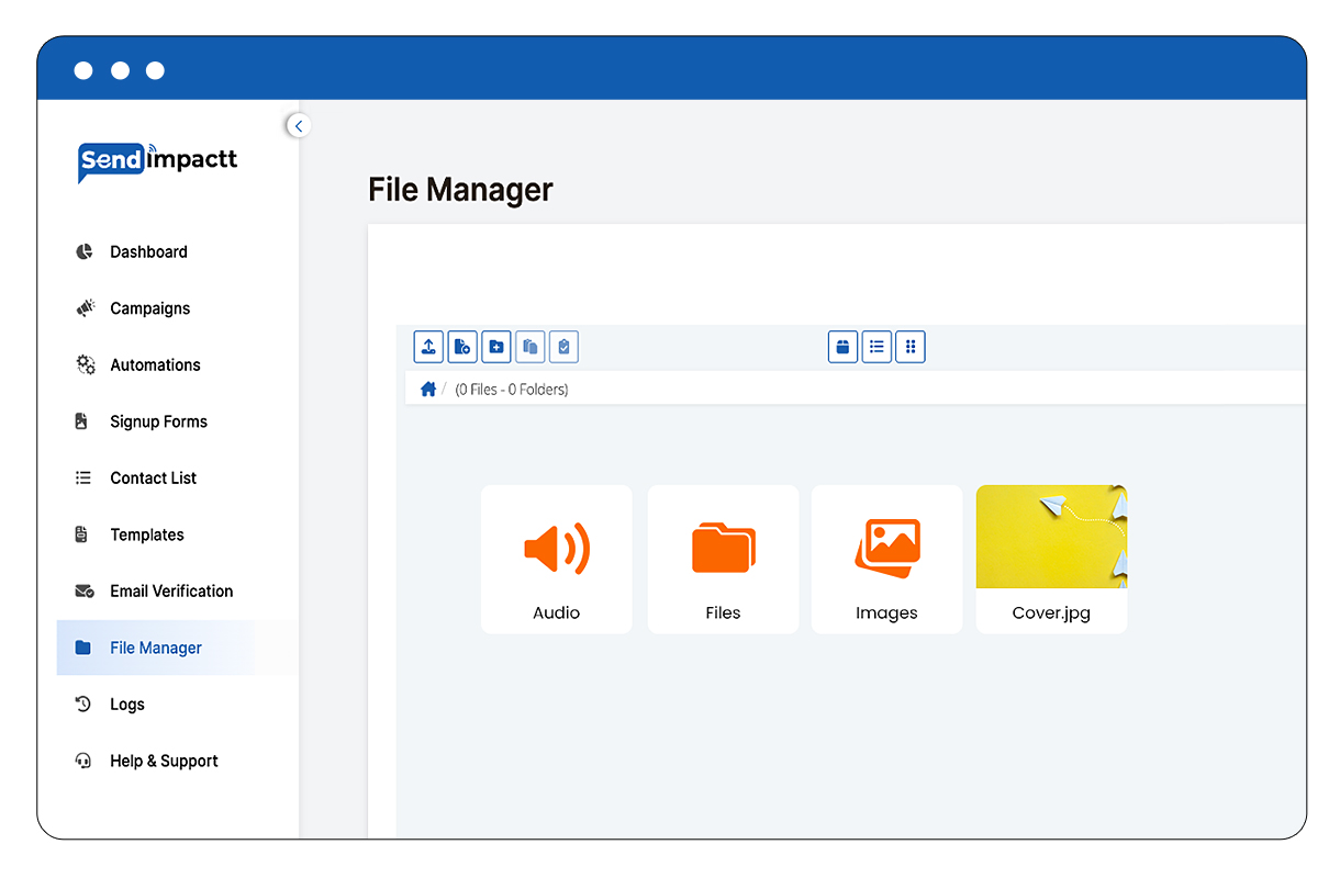 Organising campaign content - file manager